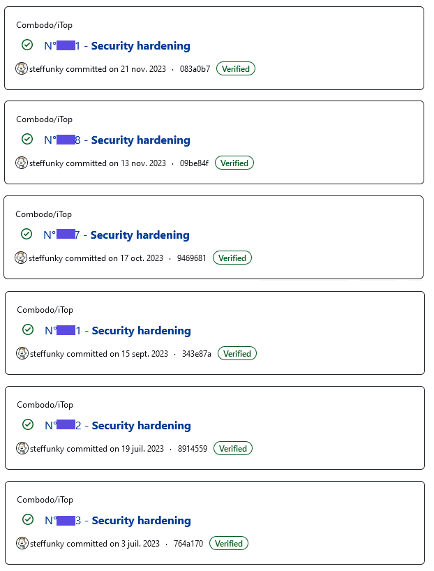 different commits regarding security